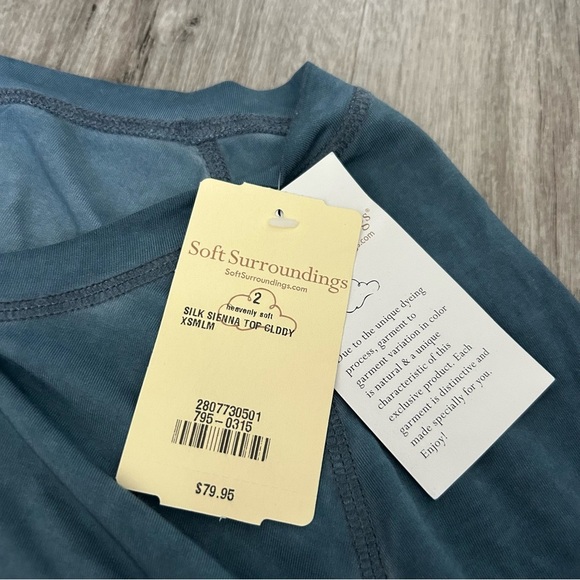 NWT Soft Surroundings Silk Sienna Top Asymmetrical Boho Flowy Acid Wash Size XS - Picture 5 of 5